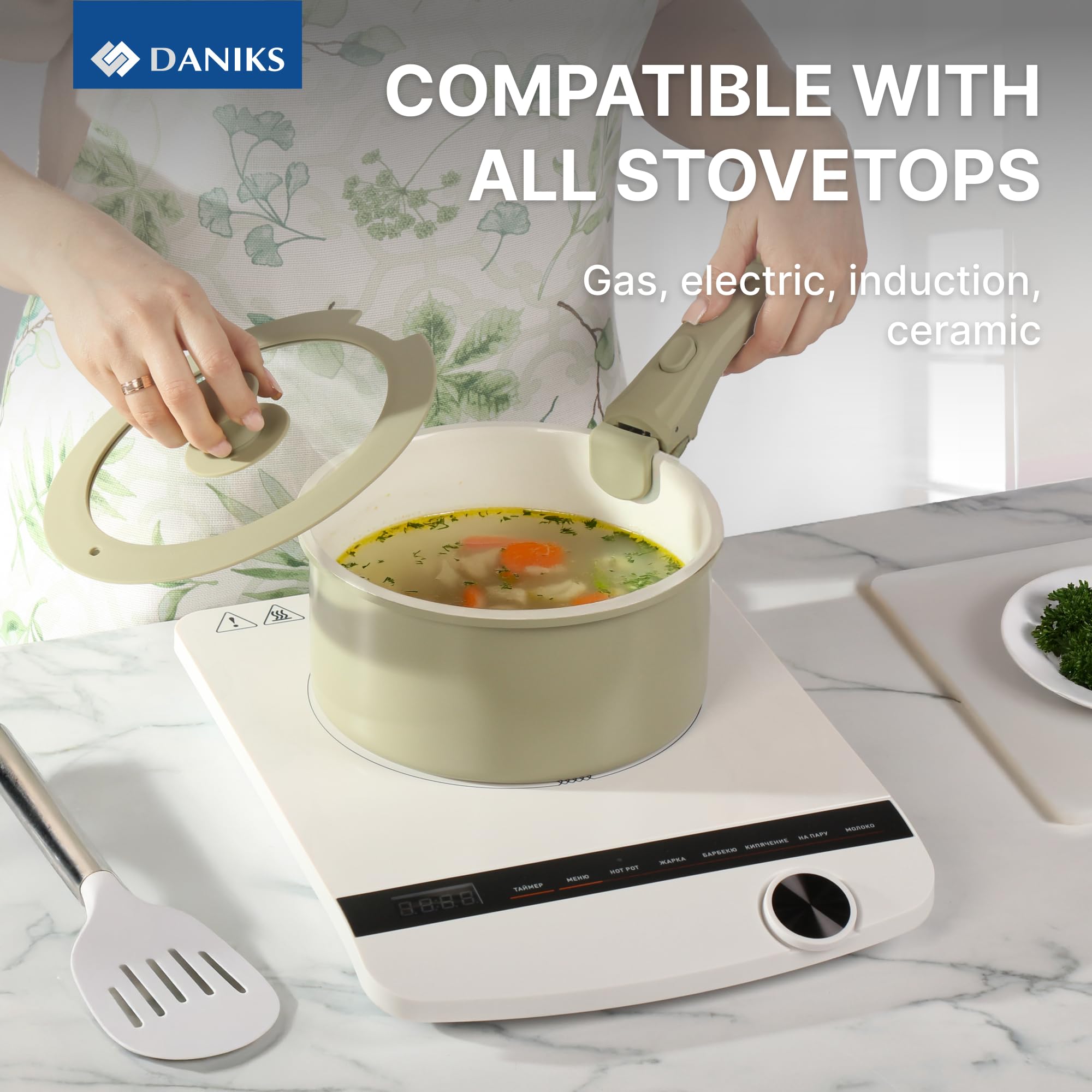 Daniks Serie "Olive" - Antihaft-Kochgeschirr - 6