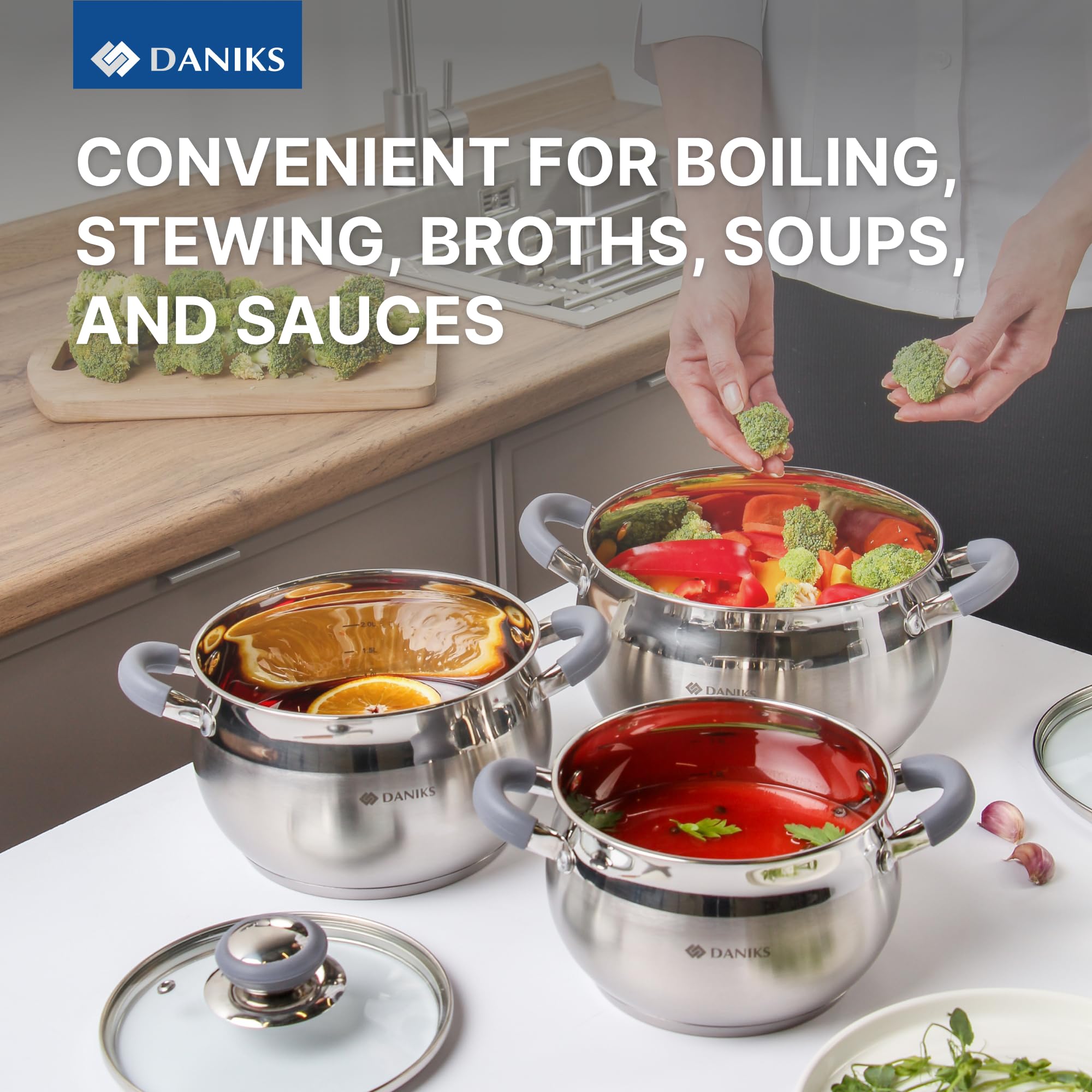 Daniks Serie "Modern" - Edelstahl-Kochgeschirr - 6