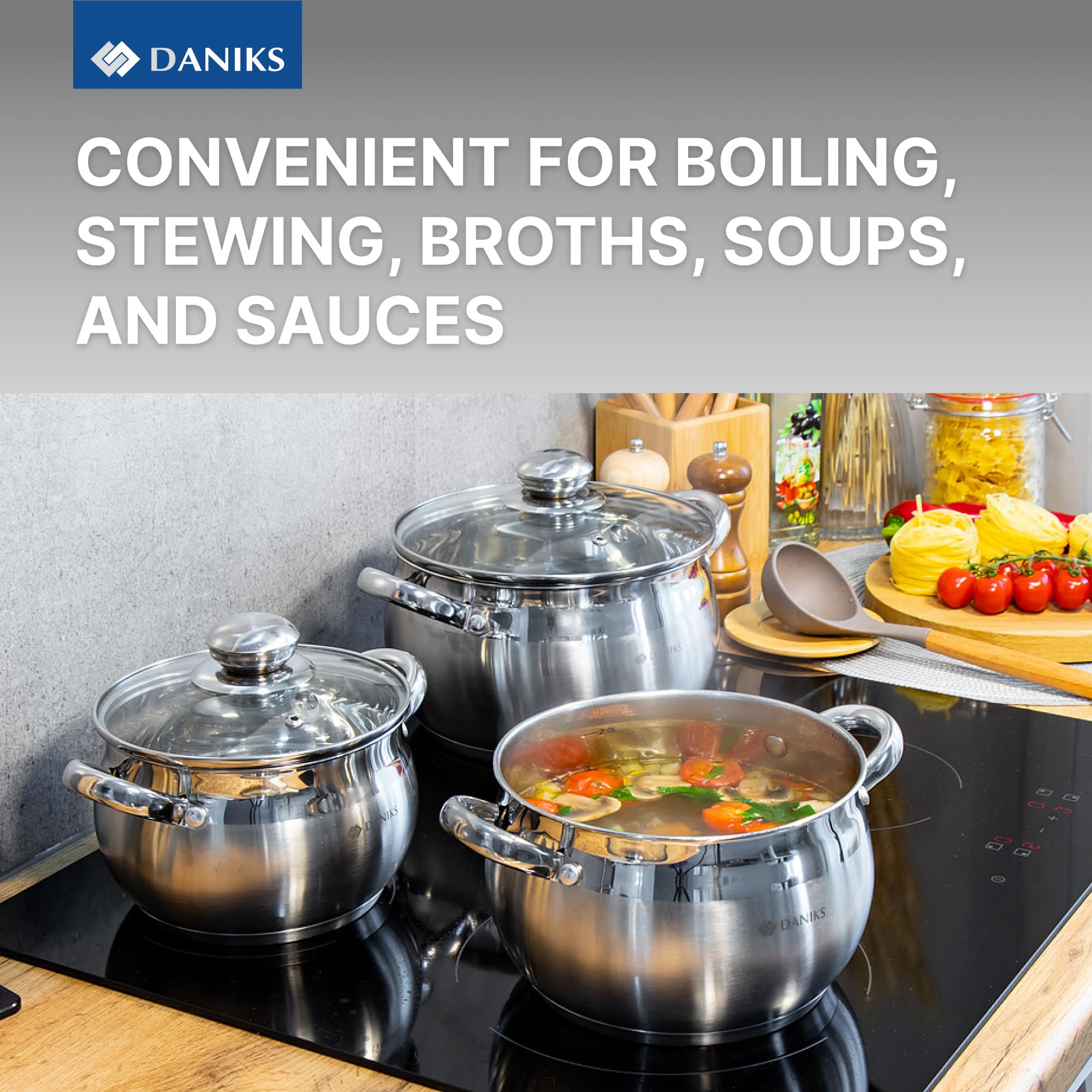 Daniks Serie "Classic" - Edelstahl-Kochgeschirr - 6
